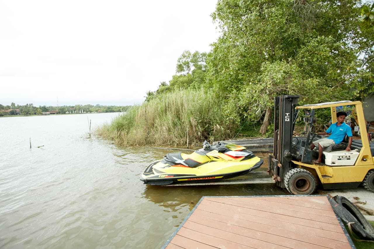 Marina Staff member moving the Jet Ski from Bolgoda Lake